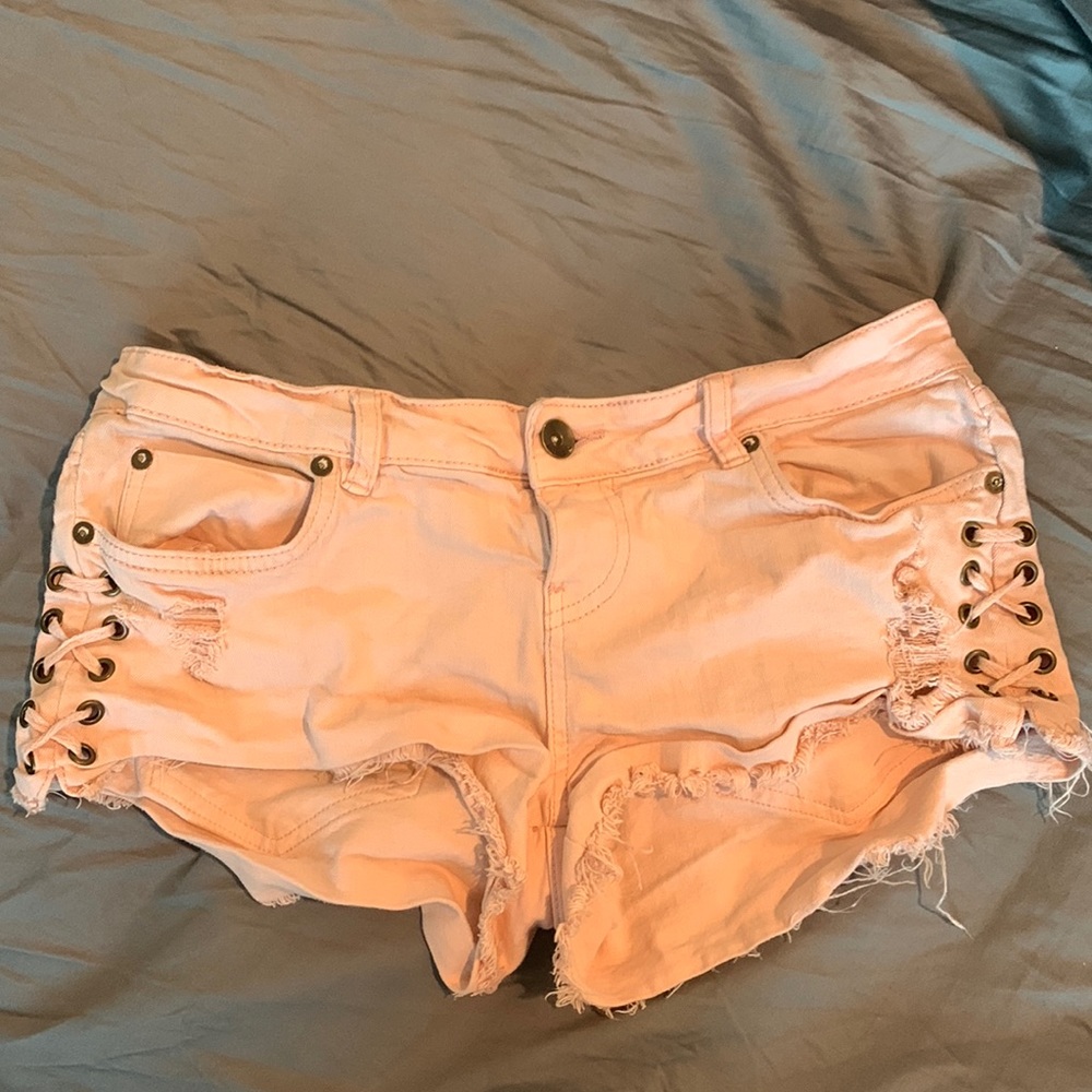 Fancy pink denim shorts